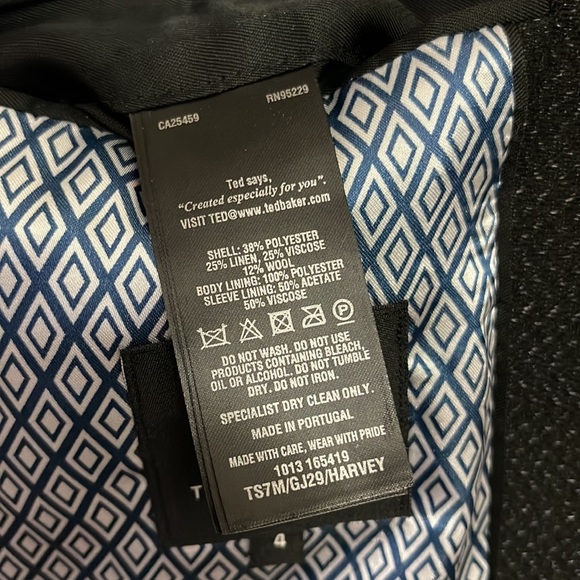 Ted Baker London Semi Plain Suit Jacket Linen Wool Blend Size 4 - Picture 9 of 16